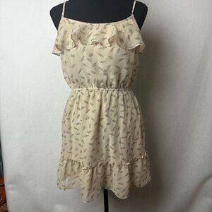 Charlotte Russe dress sz M sleeveless chiffon ruffle beige feather coquette‎ Y2K